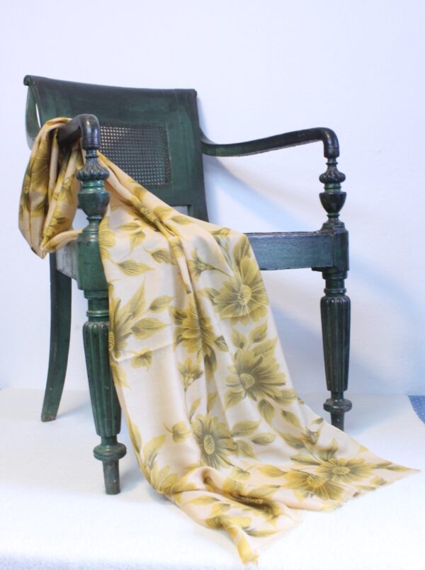 Cashmere Mini Herringbone Weave Light Gold Scarf