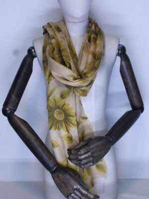 Cashmere Mini Herringbone Weave Light Gold Scarf