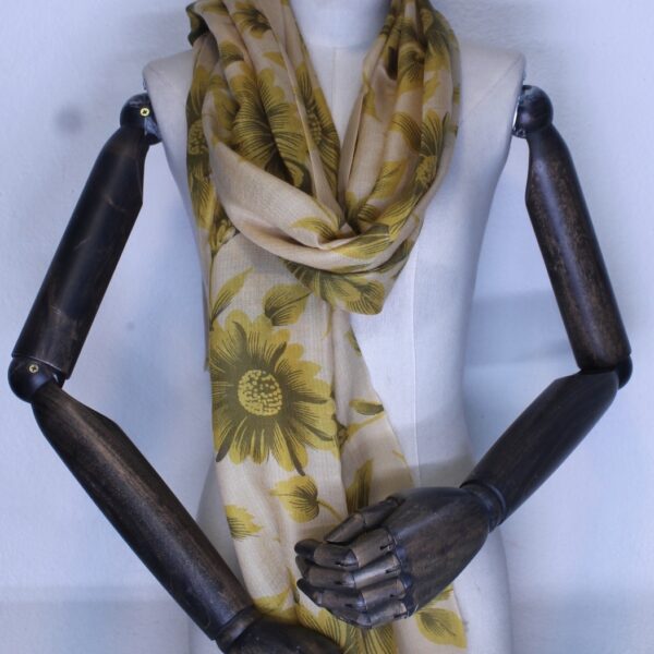 Cashmere Mini Herringbone Weave Light Gold Scarf