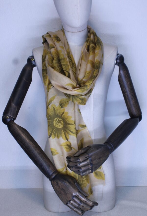 Cashmere Mini Herringbone Weave Light Gold Scarf