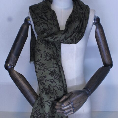 Cashmere Herringbone Weave Dark Gray Scarf