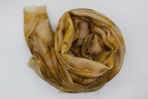 Cashmere Mini Herringbone Weave Light Gold Scarf